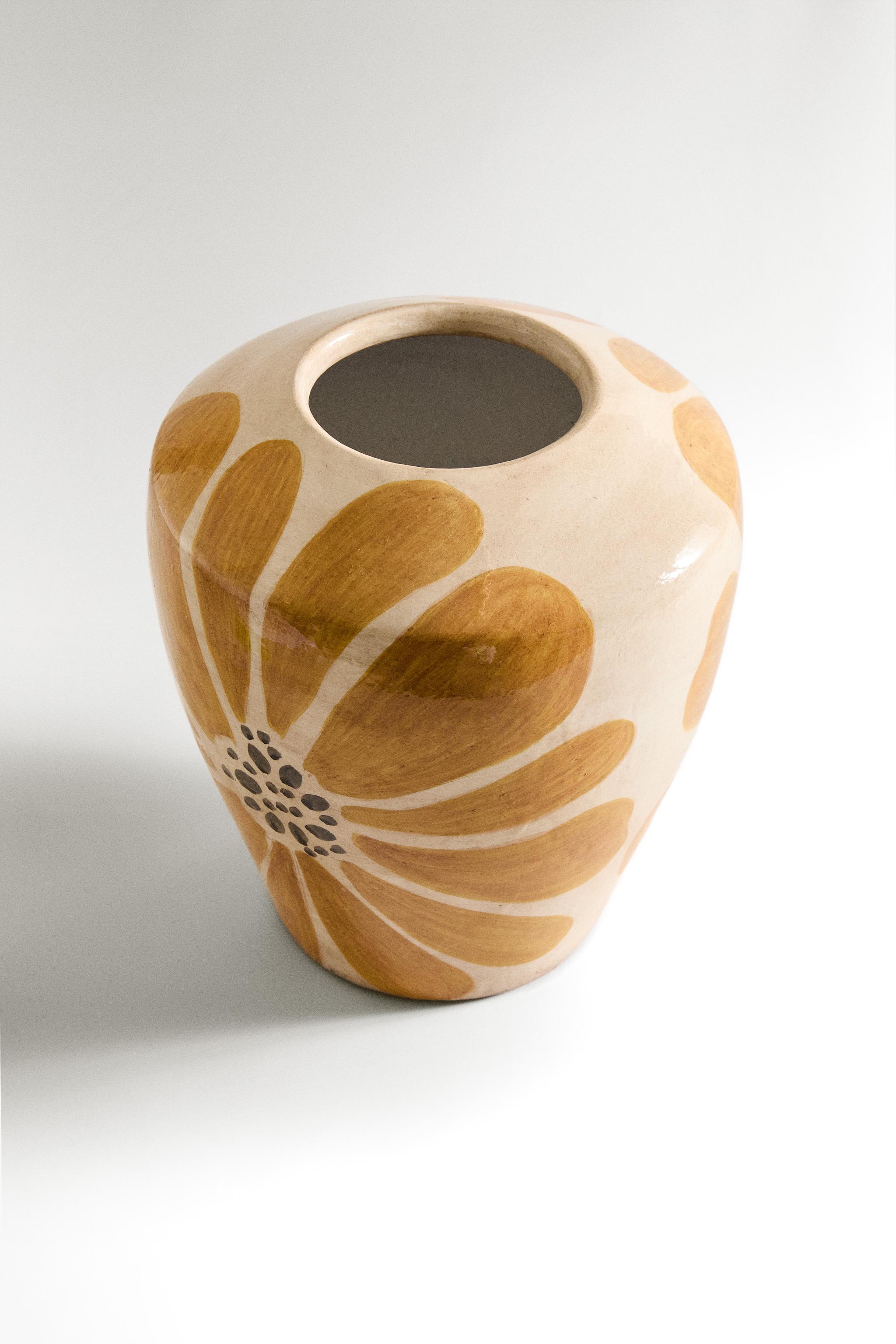 VASE FLEURS TERRE CUITE